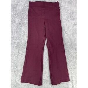 Spanx Pants Women Small Maroon Pockets Elastic Waist Mid-Rise Flared Leg Pull On